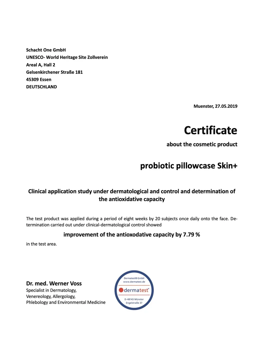 Dermatest® GmbH tarafından düzenlenen Skin+ klinik uygulama sertifikası.